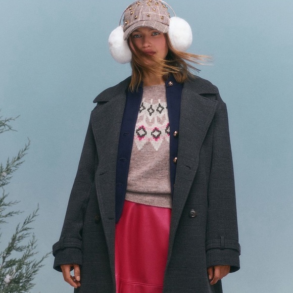 NEW NWT  Anthropologie Lele Sadoughi plaid Embellished Baseball brown Cap - Picture 2 of 6